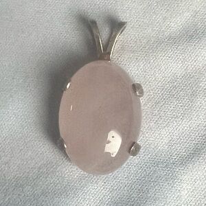 Genuine Pink Quartz Pendant in Sterling Silver Setting